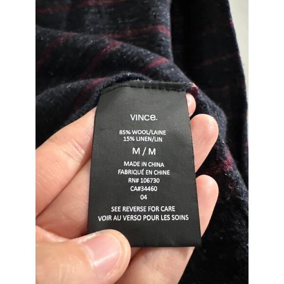 Vince Wool & Linen Blend Striped Henley Shirt Men's size‎ Medium - Picture 3 of 6